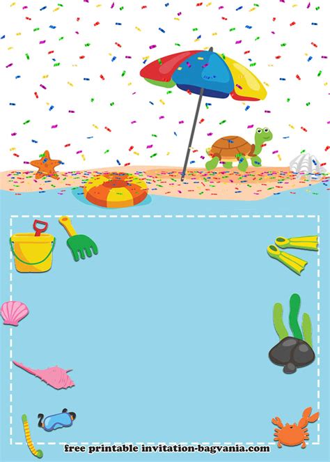 beach theme birthday invitation templates drevio