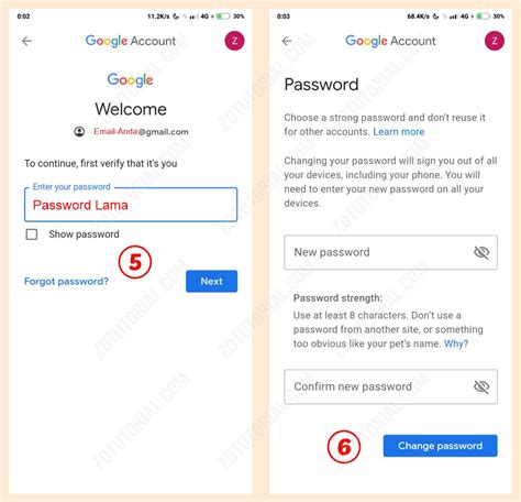 ganti password gmail  hp android akun google zotutorial