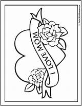 Coloring Mom Pages Mothers Heart Printable Roses Print Pdf Ribbon Kids Says Big Colorwithfuzzy Flower Banner Choose Board Card Cards sketch template