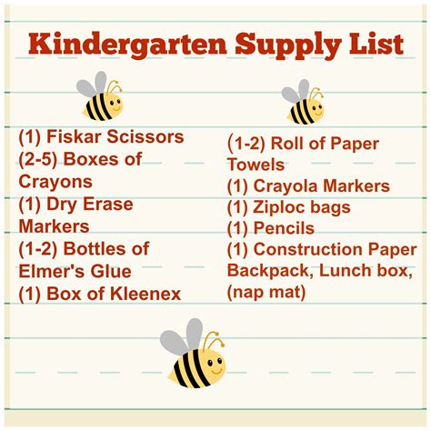 ready  kindergarten tips supply list tales   bookworm