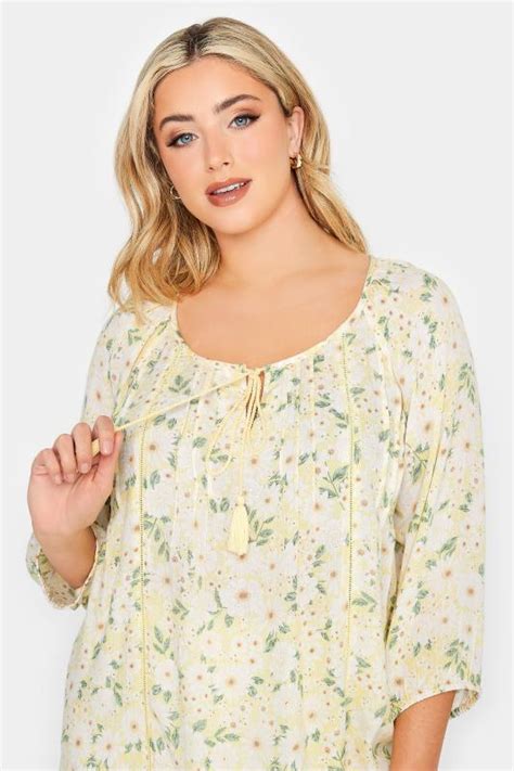 Yours Curve Plus Size Yellow Floral Gypsy Top Yours Clothing
