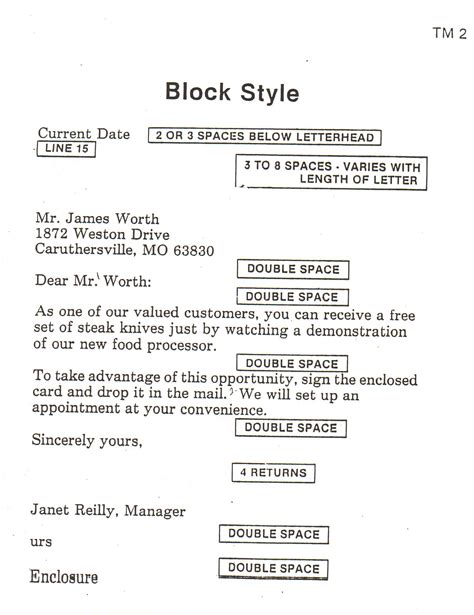 block style business letter format sample