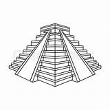 Chichen Itza Mayan Pyramid Isolated Coloring Kukulkan Colourbox sketch template