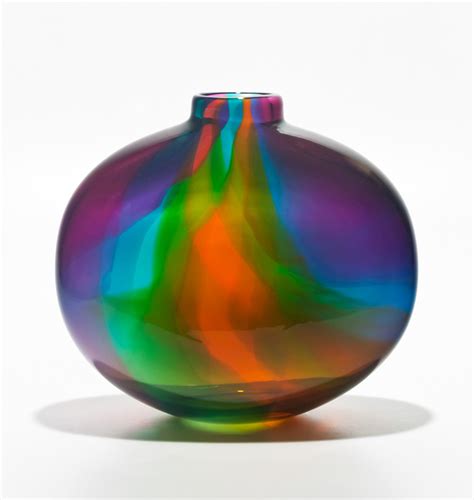 Color Ribbon Vase By Michael Trimpol And Monique Lajeunesse Art Glass