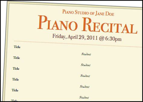 piano recital program template freebie piano recital recital piano
