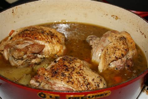 braised turkey thighs with cider bacon and potatoes