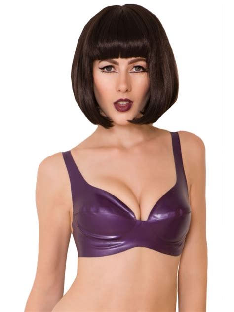 Sexy Purple Latex Bra Lingerie Sexy Latex Top Wear Garment For Woman