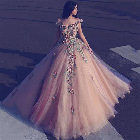 2017 saudi arabian pink tulle ball gown prom dresses with