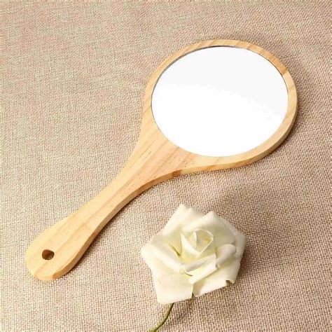 natural wood mirror wooden hand mirror vintage portable compact makeup vanity hand held