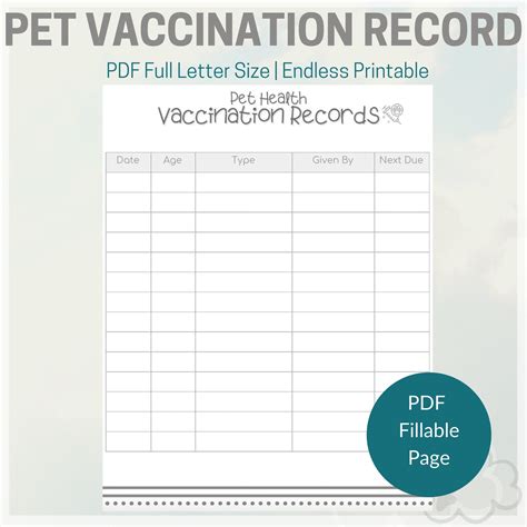 printable dog vaccination card