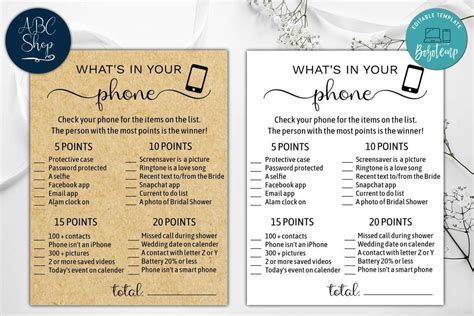 editable whats   phone cell phone game bridal shower game bobotemp