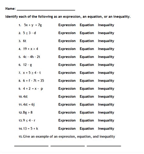 inequalities worksheets grade   grade math inequalities
