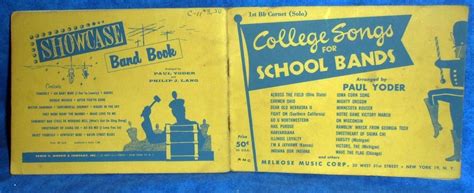 college songs for school bands music book 1st bb cornet solo 1951 a2