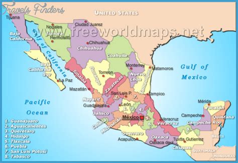 mexico map travelsfinderscom