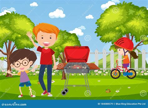 background scene  kids   park stock vector illustration