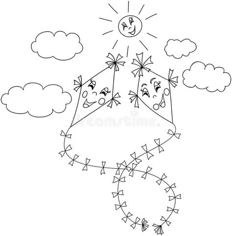 kids  flying kites stock vector illustration  childhood
