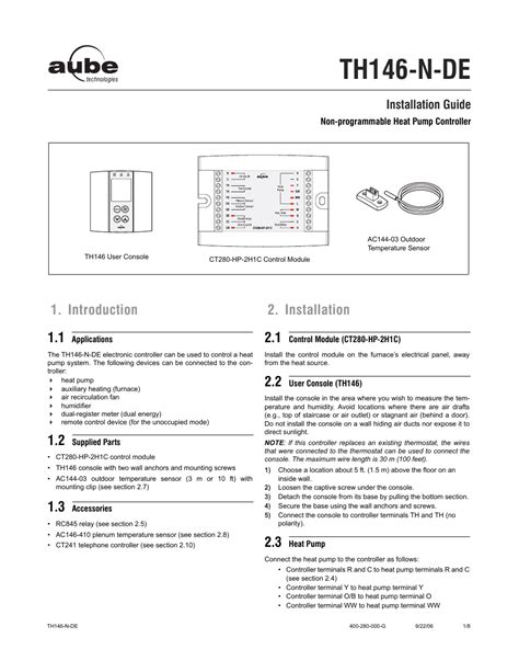 aube technologies  programmable heat pump controller   de user manual  pages