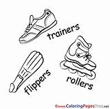Coloring Trainers Flippers Kids Sport Pages Sheet Title sketch template