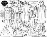 Elven Marisole Maiden Princess Monday Paper Printable Dolls Coloring Doll Friends Pages Colouring Clothing Color Elf Personas Thin Bw Click sketch template