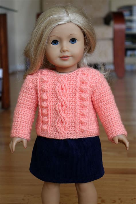 American Girl Doll Clothes 18 Inch Crochet Cable Sweater Crochet
