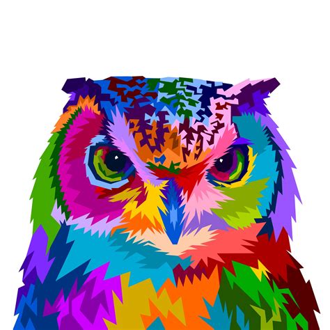 colorful owl  style pop art    draw journey