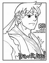 Ryu Coloring Hadouken Draw Too Drawittoo Colouring sketch template