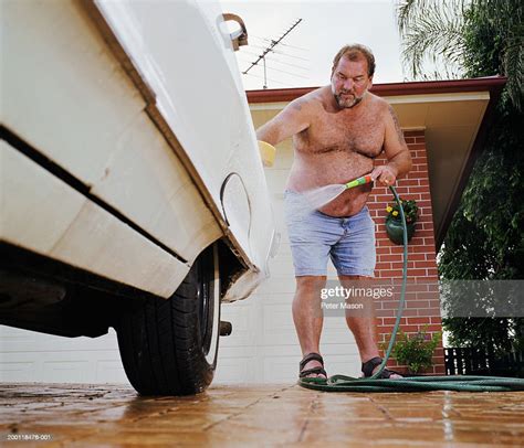 Man Washing Car In Driveway Ground View Photo Getty Images