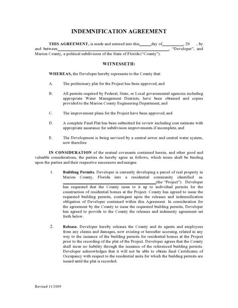 letter  indemnification template