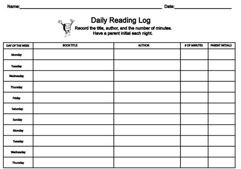 weekly reading log printable