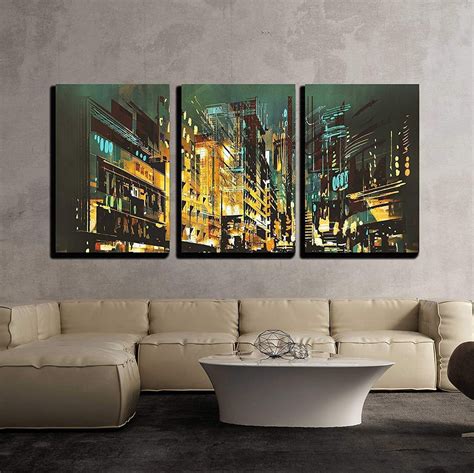 wall  piece canvas wall art night scene cityscapeabstract art painting modern home decor