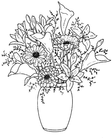 beautiful flower vase flower coloring pages flower drawing