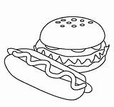 Hamburger Junk Hotdog Nuggets Niños Alimentos sketch template