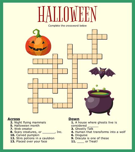 crossword puzzles  halloween printable