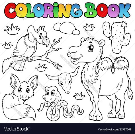 coloring book desert animals  royalty  vector image
