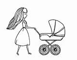 Mamma Passeggino Cochecito Kleurplaat Kinderwagen Mamá Bebé Acolore Criança Mãe sketch template