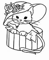 Coloring Cat Pages Hat Kitty Cute Printable Persian Drawing Fancy Minecraft Cats Print Colouring Pig Kitten Nyan Color Wear Getdrawings sketch template