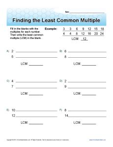 find   common multiple printable  grade math worksheets