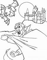 Coloring Vampire Pages Bat Learning Children Dracula Halloween sketch template