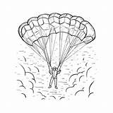 Paragliding Colouring Parachute sketch template
