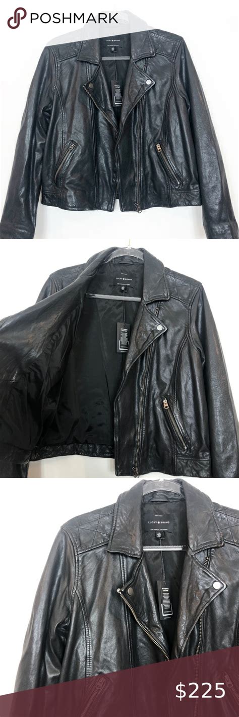 Lucky Brand Authentic Leather Moto Jacket Black L Authentic Leather
