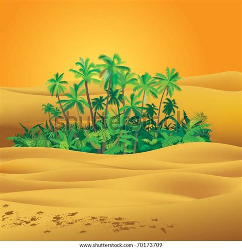 Palm Trees Sahara Desert Illustration Stock Vector