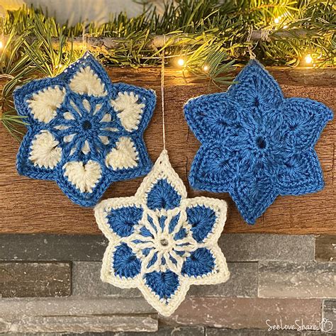six point star crochet pattern christmas ornaments knit