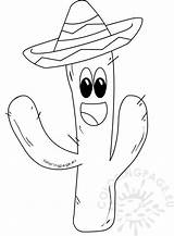 Cactus Cinco Mayo Mexican Coloring Hat sketch template