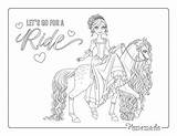 Princess Coloring Pages Horse Flowing Mane Beautiful Saddle Side Printable Kids sketch template