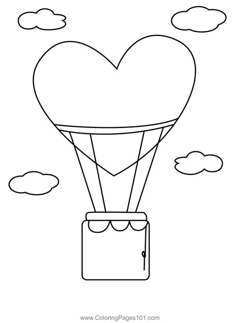 love air balloon coloring page  kids  valentines day