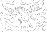 Cheval Pegase 2305 Colorier Zodiaque Adulte Volant Chevalier Inscrivez sketch template