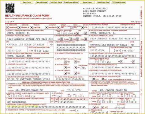 fillable cms  template  cms  form   claim form