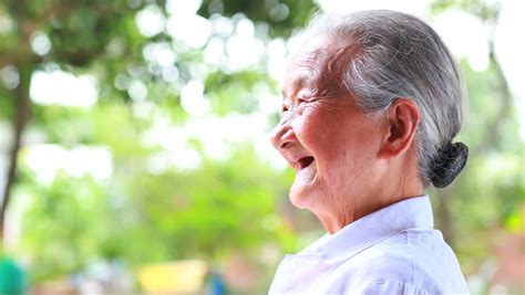 Happy Senior Asian Woman Portrait Stock Footage Video 100