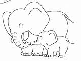 Elephant Coloring Baby Mother Pages sketch template