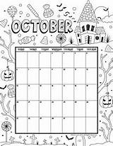 Calendar Coloring October Printable Pages Kids Woojr Calender Printables Oct Monthly Print Children Colouring Halloween Calendars September December 2021 Woo sketch template